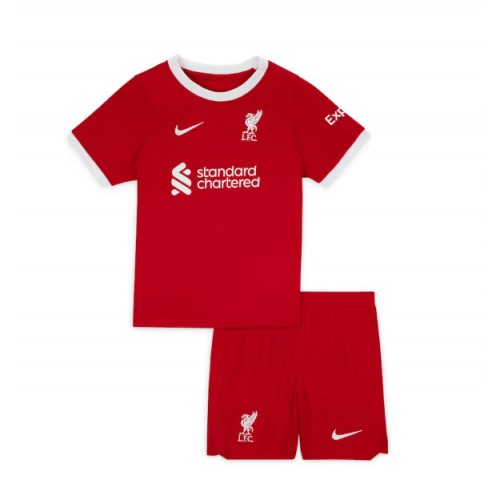 Otroški Nogometni dresi Liverpool Domači 2023-24 Kratek Rokav (+ Kratke hlače)